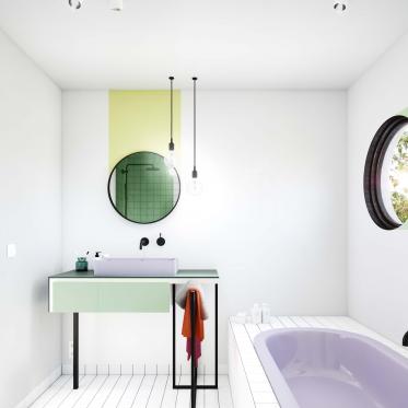 Gebruik creatieve kleuraccenten in de badkamer